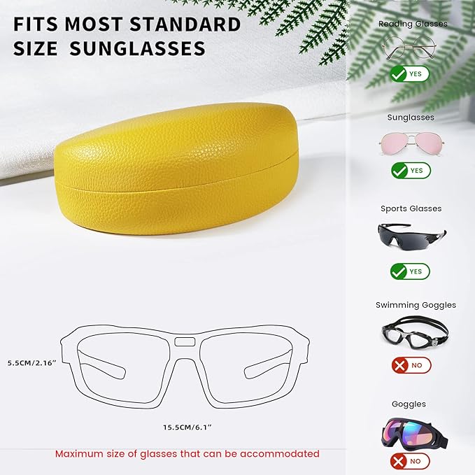 molshine Hard Shell Sunglasses Case,Classic Large Glasses Case for Sunglass,Eyeglasses with Cleaning Cloth,Pouch
