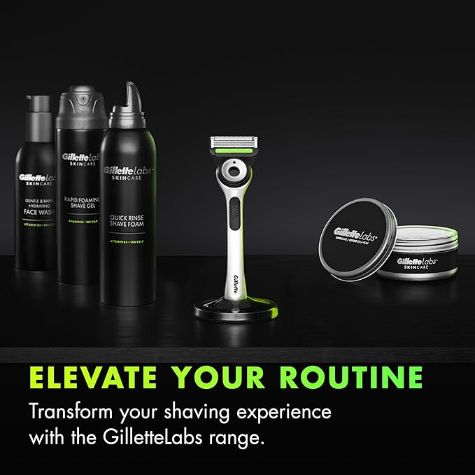 Gillette Labs Shaving Razor for Men, White Edition Handle, 2 Blade Refills and Travel Case, Gift Set