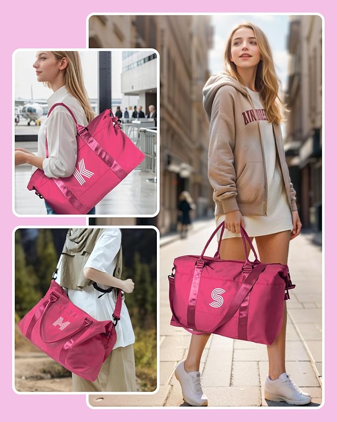 Granddaughter Gift from Grandmom, Teen Girls Gift Trendy Stuff, Birthday Gift, Girls Travel Bag, Sports Bag, Personalized Weekender Bag, Monogram Overnight Bag Gift for Her (Letter C)