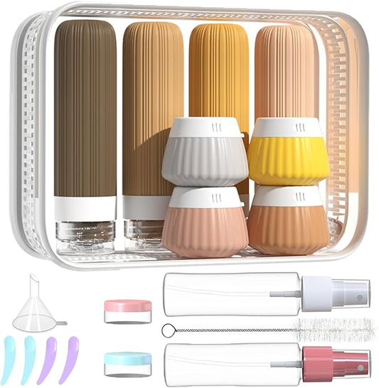 18Pack Travel Bottles for Toiletries TSA Approved Silicone Travel Containers for Toiletries, Leak Proof Refillable Liqus Shampoo And Conditioner travel Essentials toiletry Bottles (BPA Free)