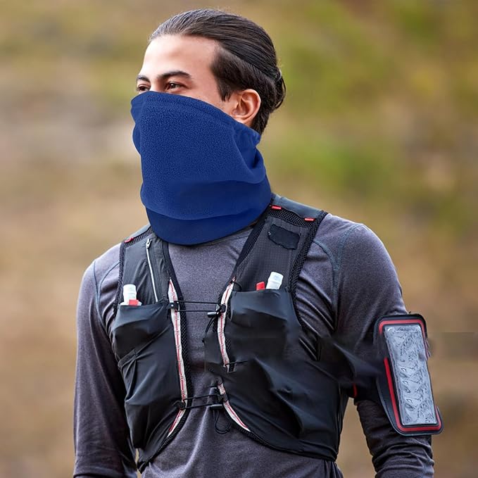 12 Pieces Fleece Neck Warmer For Men Women Winter Neck Gaiter Windproof Face Covering