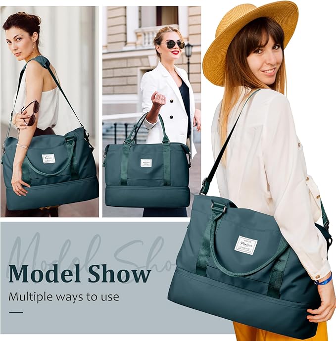 Weekender Bags for Women,Personal Item Travel Bag with Shoes Compartment,Overnight Travel Duffel Bag with Toiletry Bag,Medium
