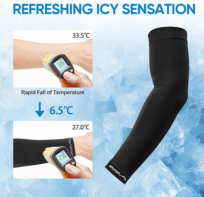 APEXUP Cooling Arm Sleeves for Men Women, UV Sun Protection UPF 50, Volleyball Arm Sleeves Compression Sleeves for Outdoor