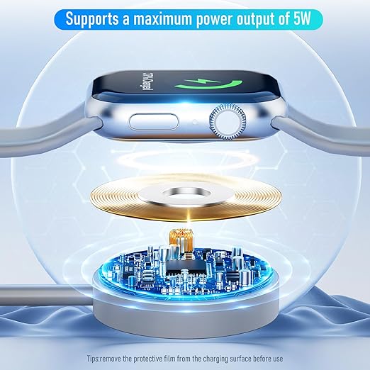 Travel Essentials 3 in 2 Multi Charging Cable 100W USB A/C to Dual USB C/for Apple Watch Charging Cable Silicone Fast Charge Compatible with iPhone 17-15 Series iPad MacBook, Type-C Devices 5FT-Grey