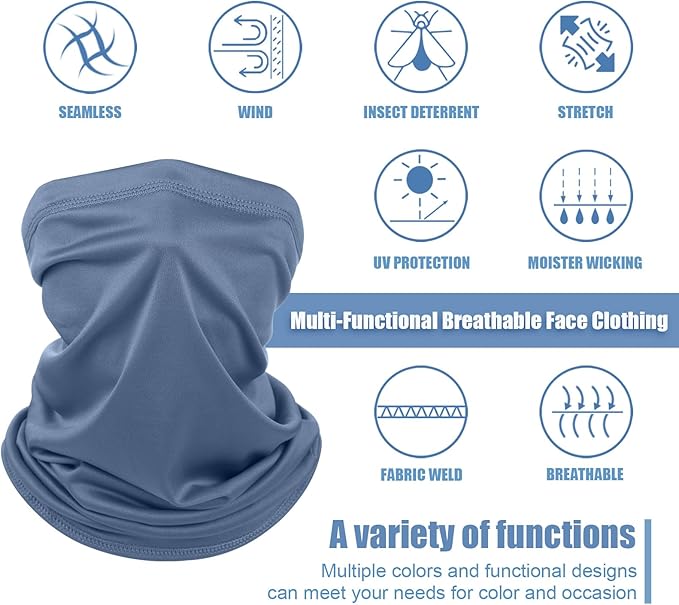 Geyoga 6 Pieces Summer UV Protection Cooling Neck Gaiter Face Clothing Neck Gaiter Mask Scarf Sunscreen Breathable Bandana