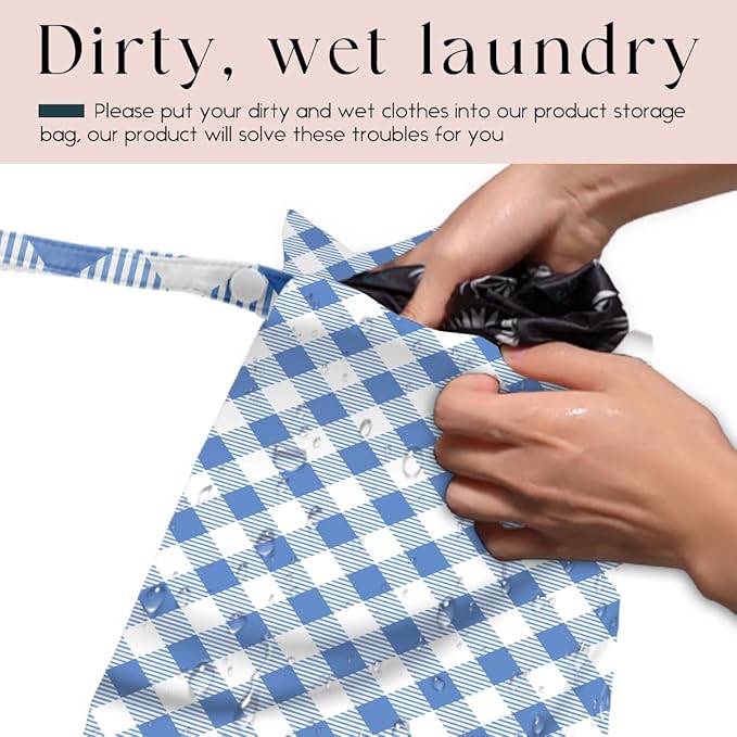 Wet Bag, 4Pcs Wet Dry Bag Set, Waterproof Reusable Bags with Gingham Plaid for Women, Suitable for Beach Trips, Pool Activities, Travel & Daily Organizing