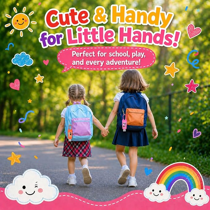 5-Pack Cartoon Kids Hand Sanitizer Holder, 30ml Travel Size Refillable Bottles with Silicone Case, Leak-Proof Portable Containers for Lotion & Liquid Soap (Cool Pup)