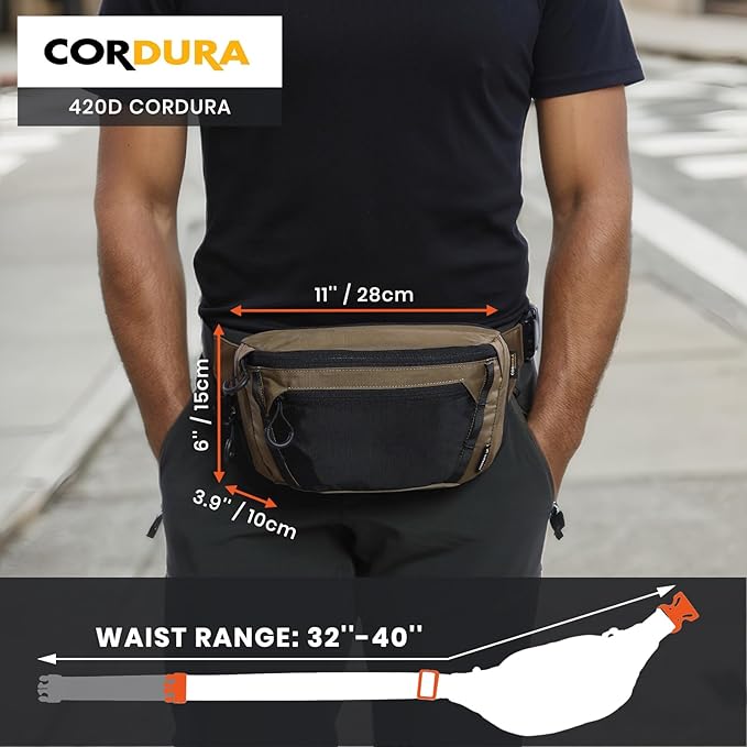 Tactical CCW Fanny Bag, Concealed Carry Fanny Pack w/Adjustable Waist Belt Tactical Waist Bag Handgun Pouch with Universal Pistol Holster, Everyday Hip Pack for Men Travel Outdoor(Brown)