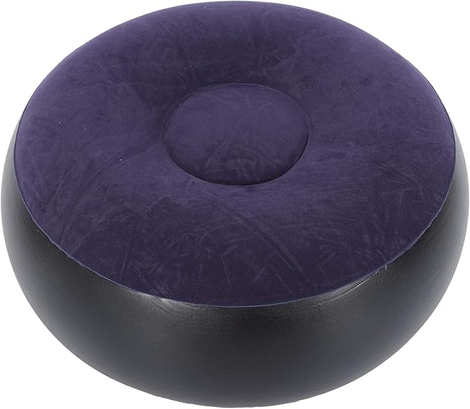 Foldable Inflatable Stool, Portable Round Air Chair Outdoor Camping Chair Footrest Cushion, with Durable Reinforced Bottom, for Home Office Yoga Dorm Outdoor, Kids Adults, Camping, Airplane default