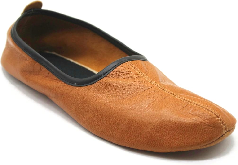 Womens Indoor Leather Slippers Traditional Babouche House Shoes Barefoot Moccasin