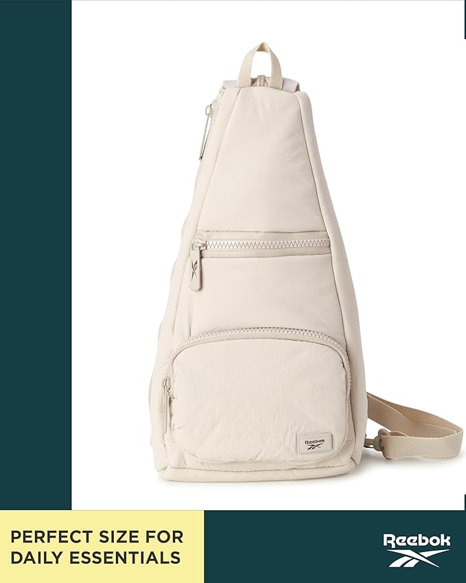 Reebok Unisex Crossbody Bag - Convertible Compact Durable Cross Body Bag for Women and Men - Gym and Travel Essentials, Size One Size, Maeves Stucco