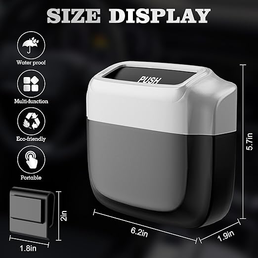 Car Trash Can with Lid，Built-in Storage Garbage Bag，Leakproof Vehicle Trash，Car Accessories for Interior,Mini Garbage Bin for Automotive, Home, Office, Kitchen, Bedroom，with 30pcs Trash Bags