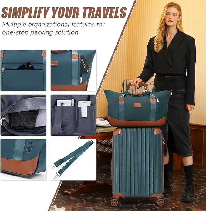 Cosbarn Carry On Luggage Sets 3 Piece, 20 Inch Luggage 22x14x9 Airline Approved with Wheels and TSA Lock, ABS Lightweight Hardshell Travel Suitcase Set with Duffel Bag Travel Bag for Men Women
