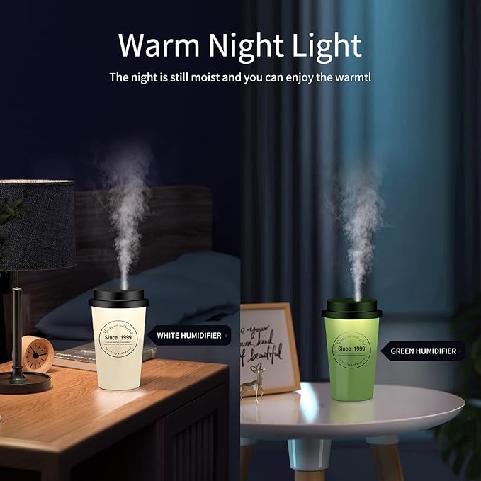 Portable Small Humidifier, Auto Shut-Off USB Personal Desktop Humidifier for Car, Office Room, Bedroom