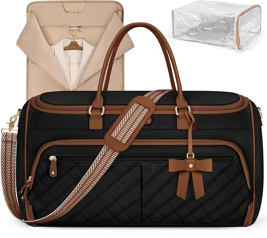 RAINSMORE Garment Bags for Travel Women Convertible Garment Duffle Bag for Hanging Clothes, Large Carry On Garment Bag with Shoe Bag & Wet Pocket, Foldable Dress Suit Business Travel Weekender Bags