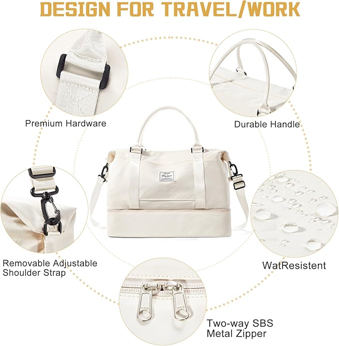 Travel Duffel Bag with Shoes Compartment, Overnight Weekender Bags for Women,Carry on Personal Item Bag