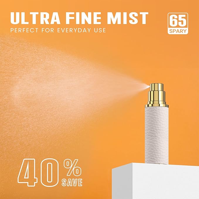 5ml Travel Perfume Atomizer Refillable, Mini Portable Genuine Leather Cologne Sprayer, Pocket Size Empty Fragrance Spray Bottle - Gift for Women Men (White)