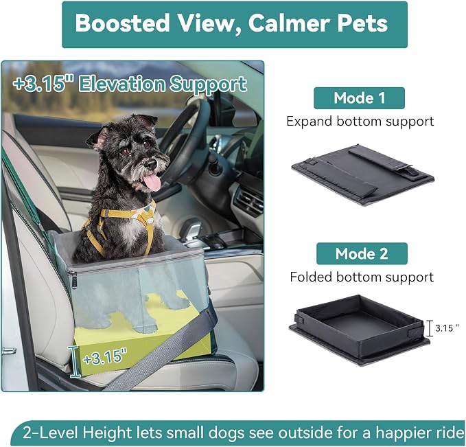 A4Pet Small Dog Car Seat for Small Dogs - Dog Booster Car Seat for Small Dogs Under 25, Portable Dog Crate for Car Seat with Patent Buckles, Clip-On Safety Leash, Pet Travel Carrier, Fits Most Cars