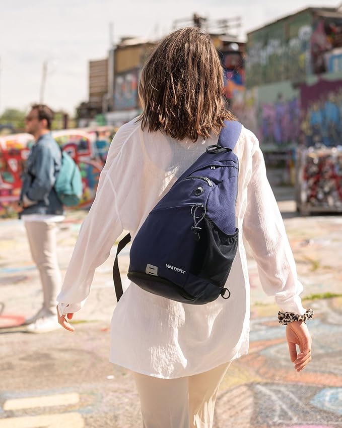 WATERFLY Sling Bag Sling Backpack Small Crossbody Shoulder Bag for Men Women Traveling Cycling Hiking Daypack