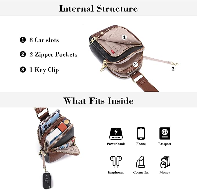 INICAT RFID Blocking Sling Bag, Anti Theft Crossbody Bag for Women Compact Travel Purses Leather