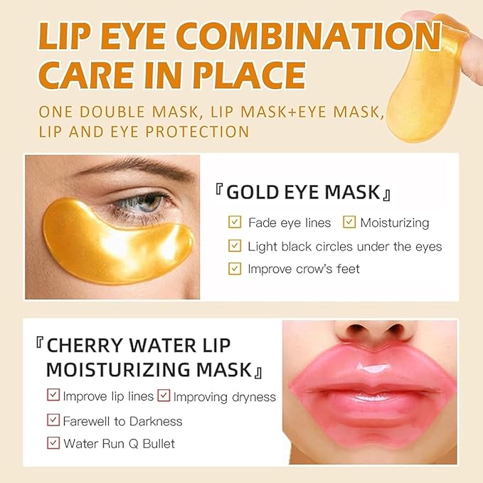 Eakroo 30 Pairs Lip Mask & Eye Mask Set, Anti Wrinkle Patches for Lip, Under Eye Patches for Dark Circles & Puffy Eyes, Gifts for Women, Birthday Party Favors, Lip Mask Bulk, Eye Patches for Women