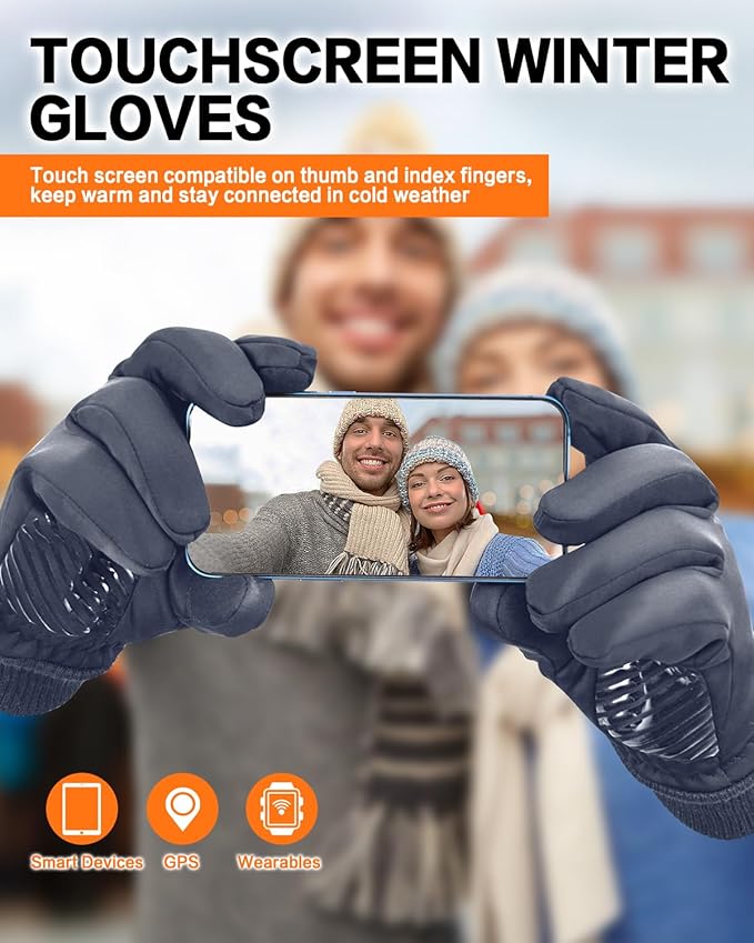 FEWTUR Winter Waterproof Gloves for Women and Men - Thermal Gloves with Touchscreen Fingers, Warm Gloves for Running, Bike and Hiking Cold Weather