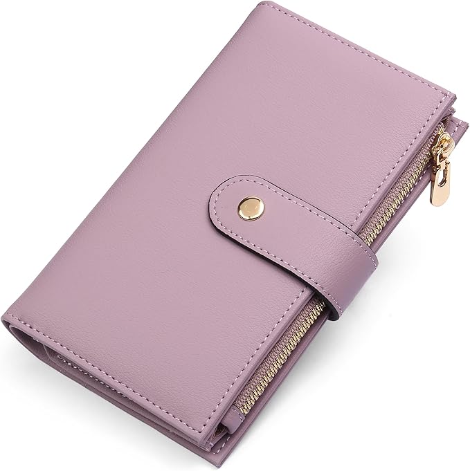 yiijay Womens Wallet RFID Blocking Leather Trifold Clutch Wallet Credit Card Holder Ladies Travel Wallet Purse with Pen Holder