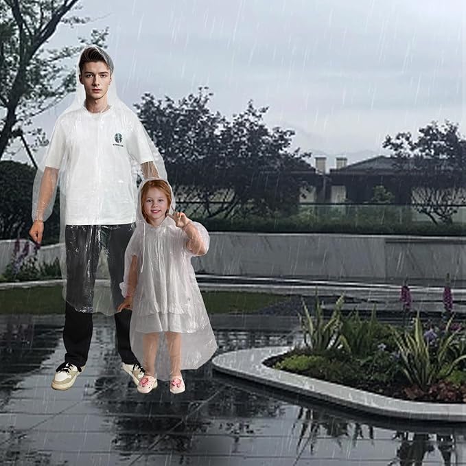 Ponchos Family Pack, Rain Poncho for Adults and Kids Disposable Emergency Rain Ponchos