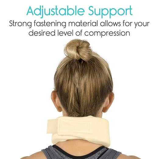 Vive Cervical Collar Neck Brace for Neck Pain and Support for Women & Men - Soft Foam Brace for Pain Relief - Comfortable Corrector Wrap for Posture, Sleeping, Radiculopathy, & Spine (Beige, 3 inch)