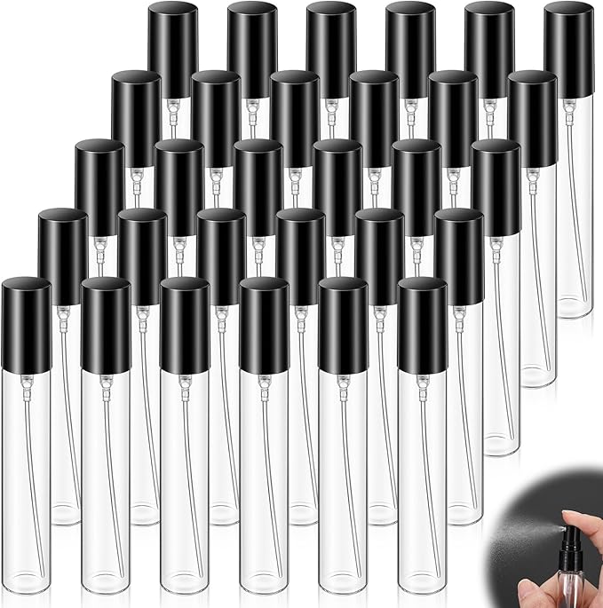 30 PCS Glass Refillable Perfume Bottles, 15ml Mini Glass Spray Bottles Perfume Travel Bottle Pocket Spray Atomizer Empty Fragrance Atomizer Travel Size Perfumes Refill Bottles-Black