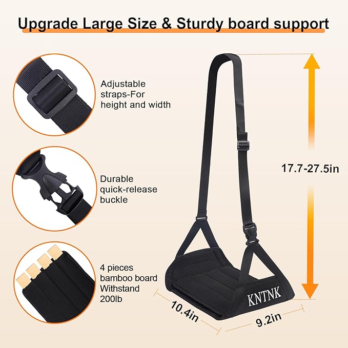Airplane Foot Hammock, Wide Airplane Foot Rest with Bamboo Board Support, Portable Travel Footrest Essentials, Adjustable Foot Hammock for Long Flight, Foldable & Compact for Easy Storage