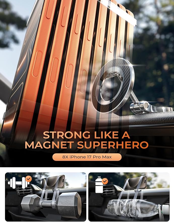 LISEN for MagSafe Car Mount for iPhone 17 Pro Max [24 Strong Magnets] Magnetic Phone Holder for Car Dashboard Magnet Phone Mount Car Cell Phone Holder for iPhone 17 Pro Max 16 15 14 13, Carbon Fiber