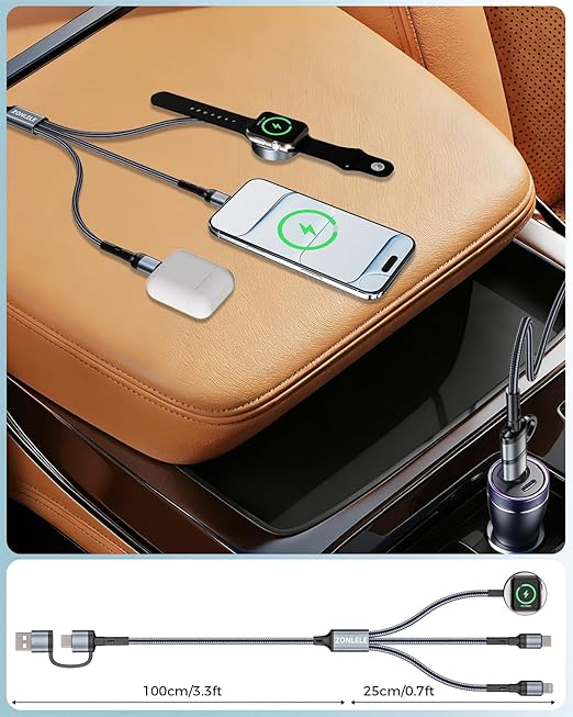 5FT Travel Essentials for Apple Watch Charger,Multi Charging Cable for iPhone 17,iWatch Charger USB C Cord,Car Cruise RV Camping Essentials 2026 for iWatch Ultra/11&iPhone 16/15, Xbox One Cables