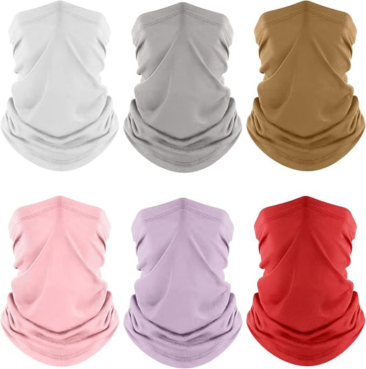 Fuinloth Neck Gaiter, 6 Pack Cooling UV Protection Bandana Face Mask Gator Scarf for Men Women