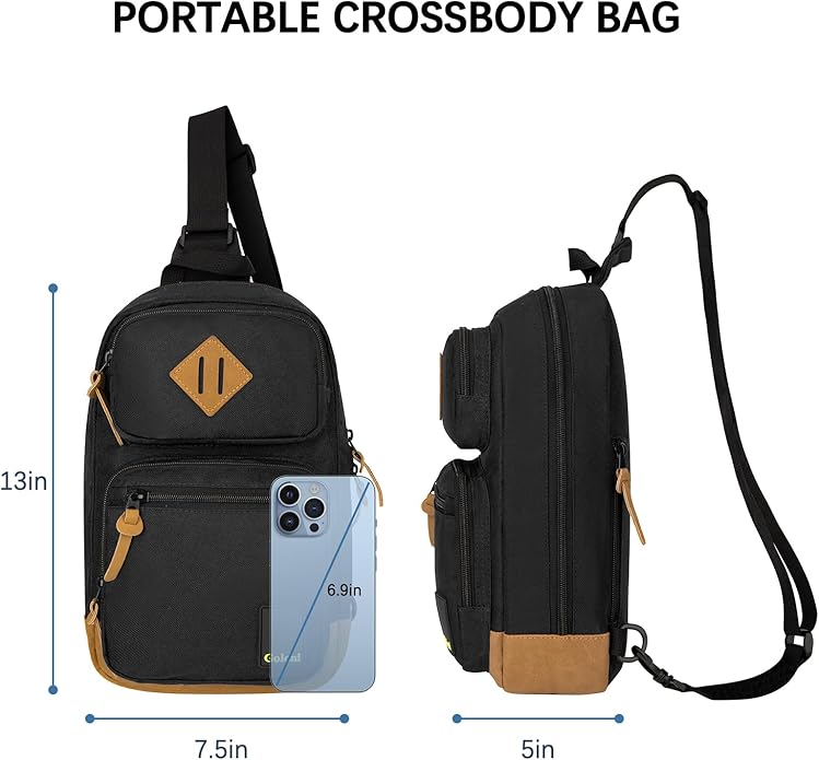 Goloni Sling Bag Crossbody Shoulder Bag for Men Women,Waterproof Lightweight Casual Daypack with Multi-Pockets