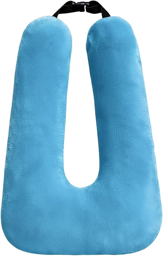 Travel Pillow，Car Pillow for Kids, Car Sleeping Pillow with Adjustable Strap, Car Travel Essentials, Road Trip Pillow for Head and Neck Support,Blue