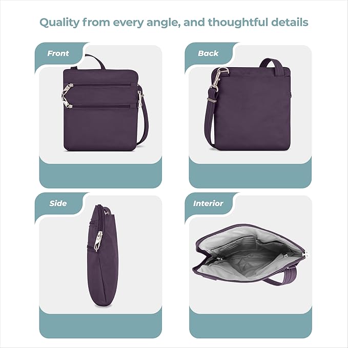 Travelon Anti-theft Classic Slim Double Zip Crossbody