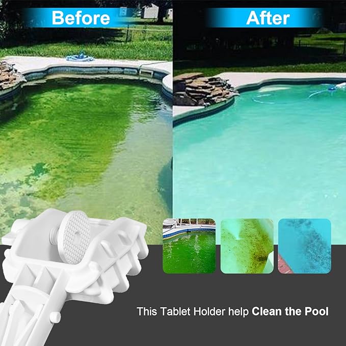 Pool Tab Holder Tablet Holder with EZ-Clip Handle for Pool Care, Fits for 3-Inch Chlorine Tablet