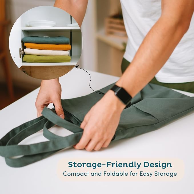 Nook Theory 3-Pack Reusable Grocery Bags - Heavy Duty, Large 12 Oz Cotton Canvas Reusable Shopping Bags With Pockets, 100% Cotton Cloth Grocery Totes, Foldable Multi Compartment (Caramel)