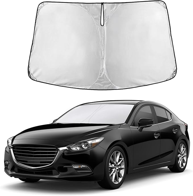 Autovir Windshield Sun Shade Fit for 2014-2016 2017 2018 Mazda 3 Sunshade, Front Car Window Shades Sun Visor, Blocks UV Rays & Heat, Car Accessories