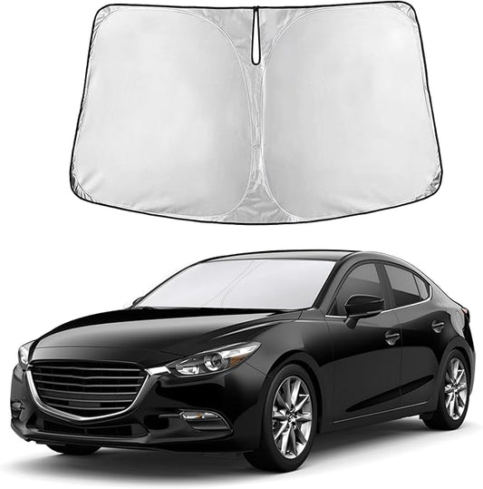 Autovir Windshield Sun Shade Fit for 2014-2016 2017 2018 Mazda 3 Sunshade, Front Car Window Shades Sun Visor, Blocks UV Rays & Heat, Car Accessories