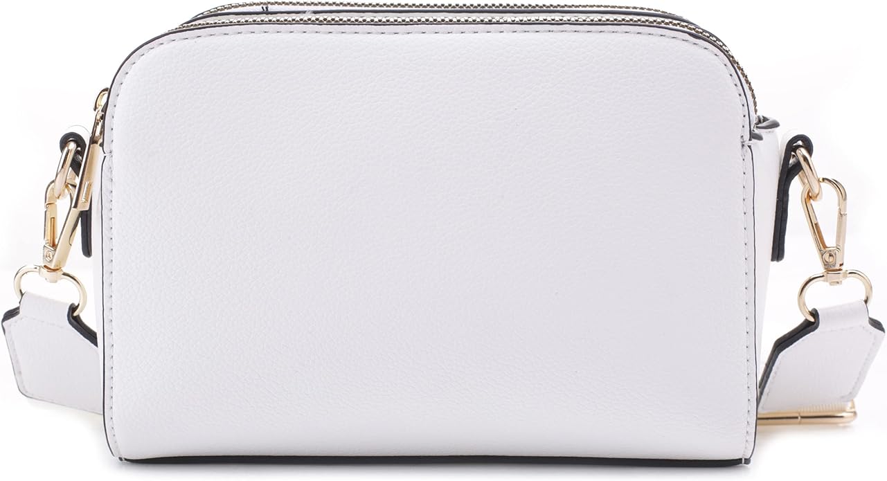 EVVE Crossbody Bags for Women Trendy Triple Zip Small Crossbody Camera Bag Purse with Wide Guitar Strap