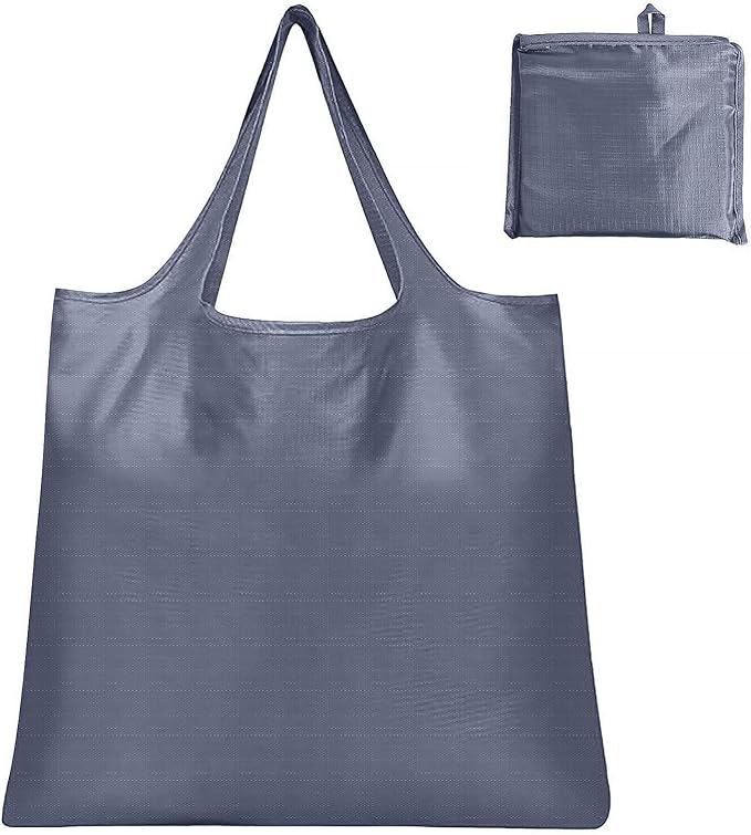Washable Large Foldable Shopping Bag, Waterproof Reusable Grocery Bag Holder,for Shopping Reusable Tote Bags Large 50LBS,Tote Bags Nylon Bags(Gray)