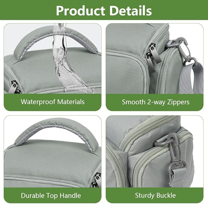 Ainiv DSLR Camera Bag, Waterproof Anti-Shock SLR Camera Case, Large Adjustable Shoulder Strap Camera Backpack, Portable Crossbody Single Shoulder Backpacks Compatible with Canon, Sony, Nikon, Grey