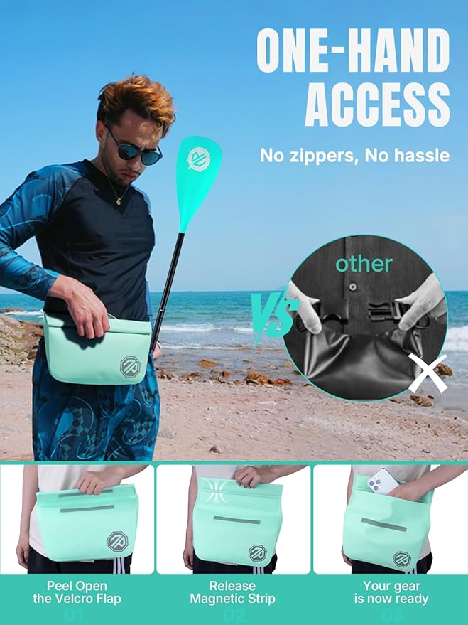 niphean IPX7 Waterproof Fanny Pack with Magnetic One-Hand Closure, Durable Waterproof Dry Bag, for Kayaking, Paddle Boarding, Beach Cruise Essentials, 2.5L Phone Pouch Dry Bags for Men Women