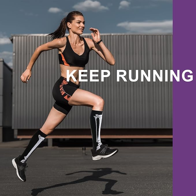 bropite Flora Compression Socks for Women & Men-Knee high 6 Pairs 20-30mmhg Support Running Nurse Travel