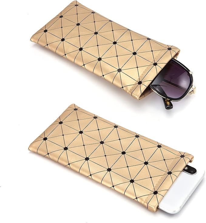 TRIUMPH VISION Squeeze Leather Sunglasses Pouch - 3 Pack Glasses Case Soft Eyeglass Sleeve Pouch Holder