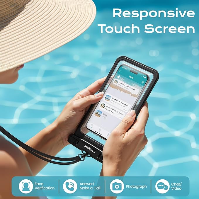 Rynapac Waterproof Phone Pouch [Up to 8.5"] - 2 Pack, IPX8 Waterproof Phone Case with Lanyard for iPhone 17 16 15 Pro Max, Touchscreen & Photograph, Cellphone Dry Bag for Beach Cruise Essentials 2026