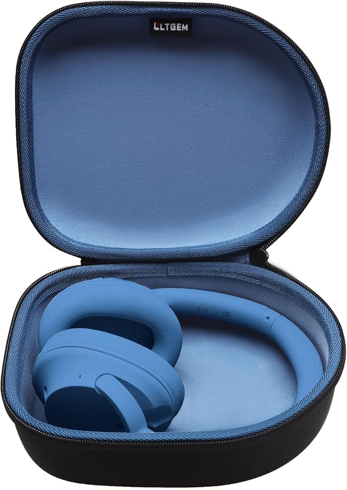 Headphone Headset Case Compatible with Audio-Technica ATH-M20x/JBL/Raycon/Soundcore Anker/Sony/Beats/JLab/TOZO/Logitech/BERIBES/KVIDIO Headphones, Large Headphone Case Hard Shell(Black+Blue)