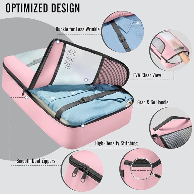 Veken 10 Set Packing Cubes for Cruise Ship Essentials,Beach Vacation Travel Accessories with Hanging Toiletry Bag,Suitcase Organizer for Luggage,Personalized Birthday & Retirement Gifts for Women Mom